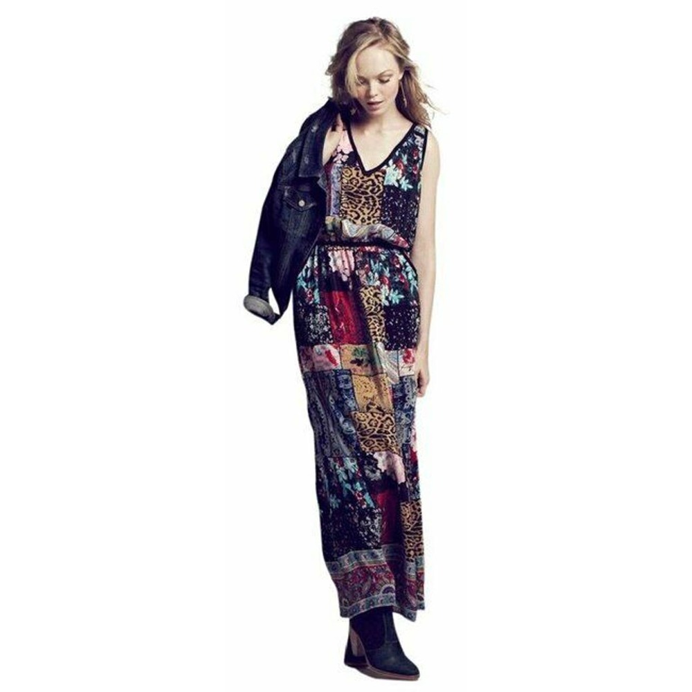 Tolani Anthropologie Boheme Dress silk Maxi Multi